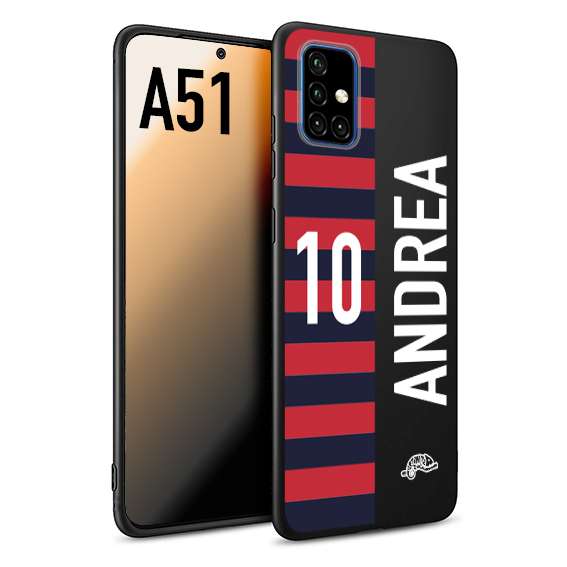 CUSTOMIZZA - Custodia cover nera morbida in tpu compatibile per Samsung A51 personalizzata calcio football nome e numero calciatori rossoblu