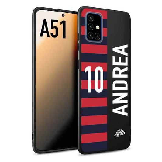 CUSTOMIZZA - Custodia cover nera morbida in tpu compatibile per Samsung A51 personalizzata calcio football nome e numero calciatori rossoblu