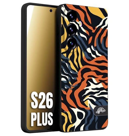 CUSTOMIZZA - Custodia cover nera morbida in tpu compatibile per Samsung S26 PLUS leopardato maculato tigrato tiger colorata gialla blu arancio