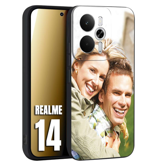 CUSTOMIZZA - Custodia cover nera morbida in tpu compatibile per Realme 14 5G personalizzata con foto immagine scritta a piacere