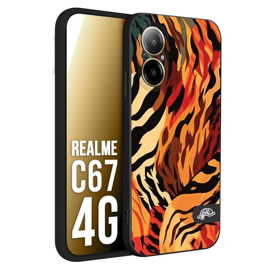 CUSTOMIZZA - Custodia cover nera morbida in tpu compatibile per Oppo C67 4G leopardato maculato tigrato tiger colorata gialla rossa arancio