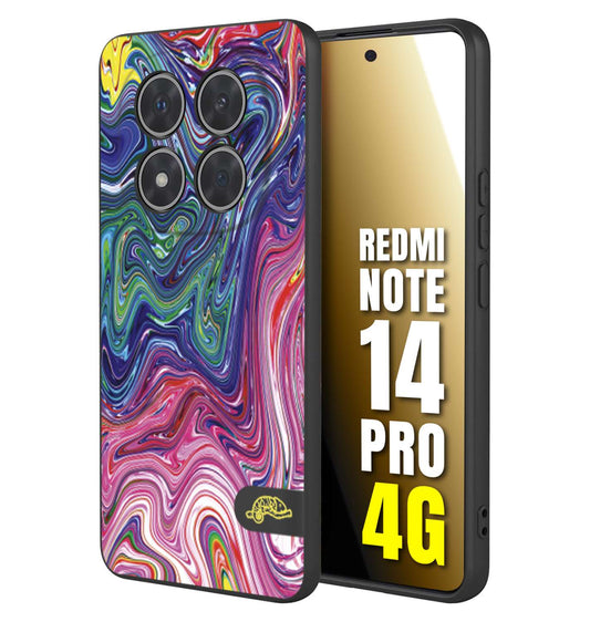 CUSTOMIZZA - Custodia cover nera morbida in tpu compatibile per Xiaomi Redmi Note 14 PRO 4G colorata fantasia vortice marmo arcobaleno rosa blu fucsia