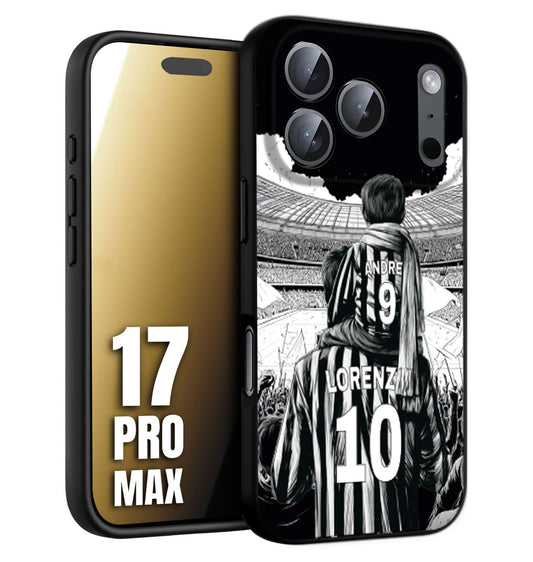 CUSTOMIZZA - Custodia cover nera morbida in tpu compatibile per iPhone 17 PRO MAX personalizzata calcio football nome e numero calciatori bianconeri bianca e nera