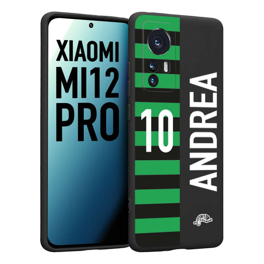 CUSTOMIZZA - Custodia cover nera morbida in tpu compatibile per Xiaomi 12 PRO personalizzata calcio football nome e numero calciatori neroverde