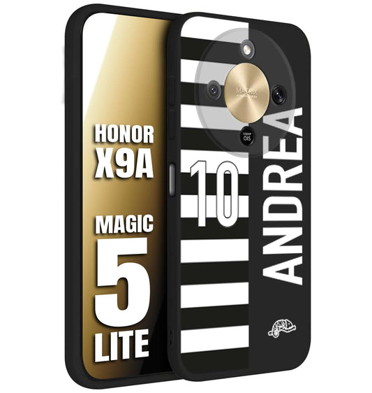 CUSTOMIZZA - Custodia cover nera morbida in tpu compatibile per Honor X9A - Honor Magic 5 Lite personalizzata calcio football nome e numero calciatori bianconera