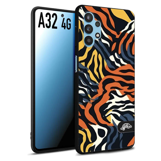 CUSTOMIZZA - Custodia cover nera morbida in tpu compatibile per Samsung A32 4G leopardato maculato tigrato tiger colorata gialla blu arancio