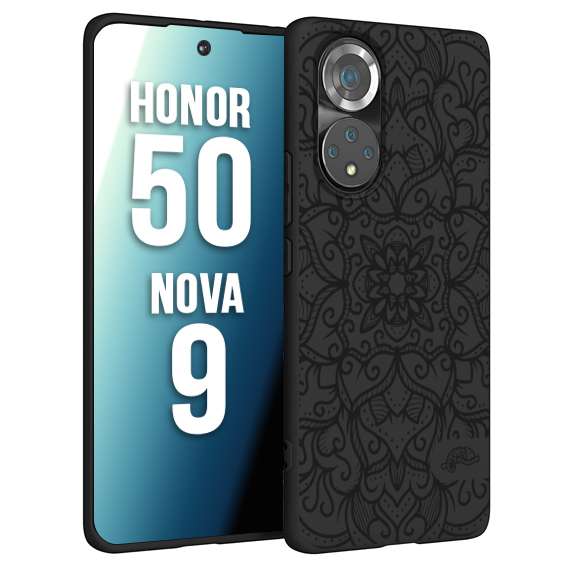 CUSTOMIZZA - Custodia cover nera morbida in tpu compatibile per Huawei Nova 9 - Honor 50 mandala nero fiore vedo non vedo donna