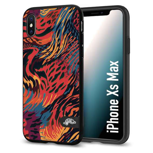 CUSTOMIZZA - Custodia cover nera morbida in tpu compatibile per iPhone XS MAX leopardato maculato tigrato colorata fiamme rossa blu arancione