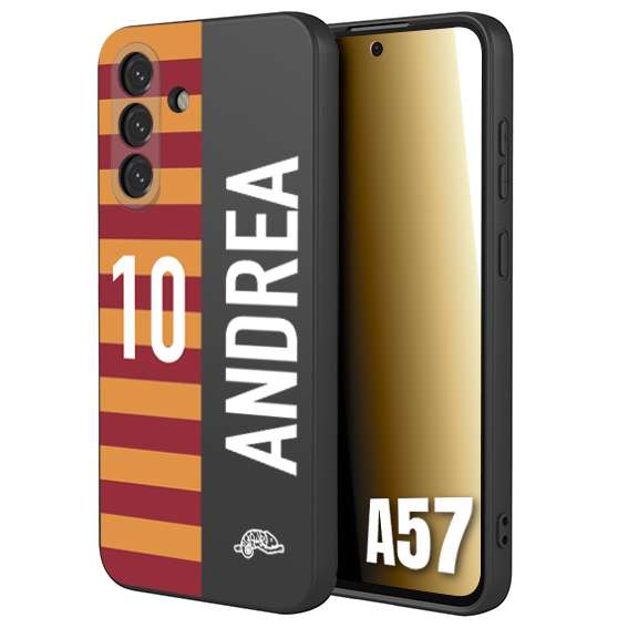 CUSTOMIZZA - Custodia cover nera morbida in tpu compatibile per Samsung A57 personalizzata calcio football nome e numero calciatori giallo rossi