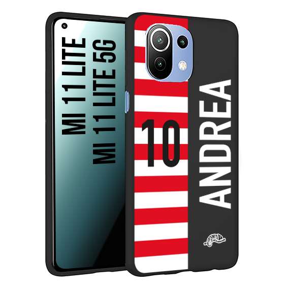 CUSTOMIZZA - Custodia cover nera morbida in tpu compatibile per Xiaomi Mi 11 Lite / Mi 11 Lite 5G personalizzata calcio football nome e numero calciatori bianco rossa