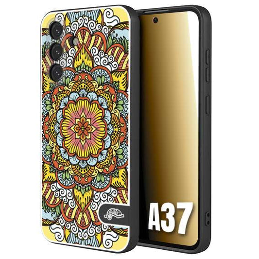 CUSTOMIZZA - Custodia cover nera morbida in tpu compatibile per Samsung A37 mandala colorato fiore nuvole arancione
