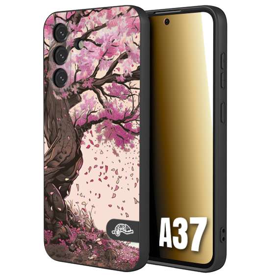 CUSTOMIZZA - Custodia cover nera morbida in tpu compatibile per Samsung A37 giapponese colori morbidi fiori di ciliegio rosa disegnata