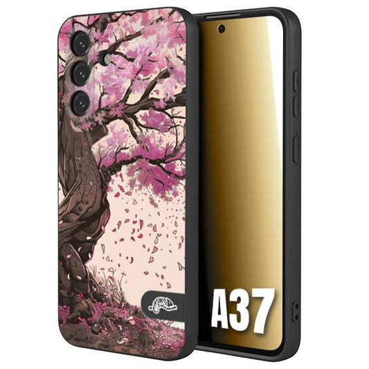 CUSTOMIZZA - Custodia cover nera morbida in tpu compatibile per Samsung A37 giapponese colori morbidi fiori di ciliegio rosa disegnata