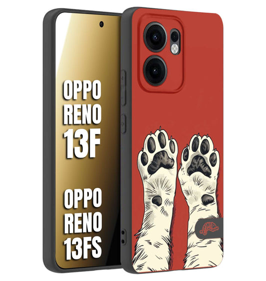 CUSTOMIZZA - Custodia cover nera morbida in tpu compatibile per Oppo Reno 13 F zampe di gatto cat paws rossa red disegnata fumetto cartoon