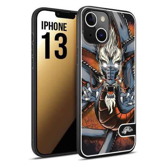 CUSTOMIZZA - Custodia cover nera morbida in tpu compatibile per iPhone 13 drago giapponese tattoo japan dragon