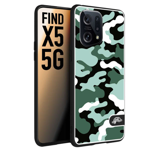 CUSTOMIZZA - Custodia cover nera morbida in tpu compatibile per Oppo Find X5 camouflage mimetico militare verde green