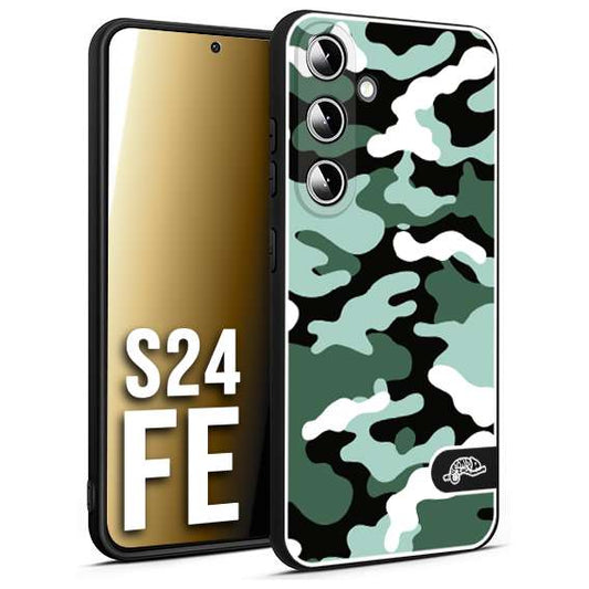 CUSTOMIZZA - Custodia cover nera morbida in tpu compatibile per Samsung S24 FE camouflage mimetico militare verde green