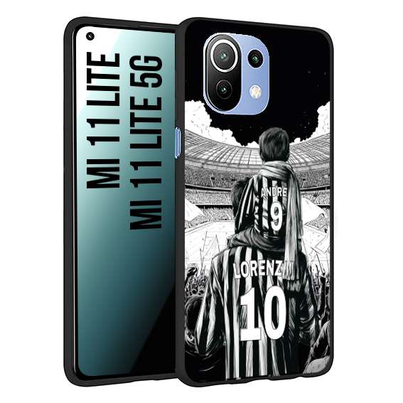 CUSTOMIZZA - Custodia cover nera morbida in tpu compatibile per Xiaomi Mi 11 Lite / Mi 11 Lite 5G personalizzata calcio football nome e numero calciatori bianconeri bianca e nera