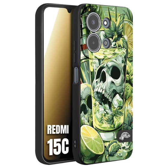 CUSTOMIZZA - Custodia cover nera morbida in tpu compatibile per Xiaomi Redmi 15C Mojito cocktail teschio illustrazione drink lime menta ghiacci tropicale street art