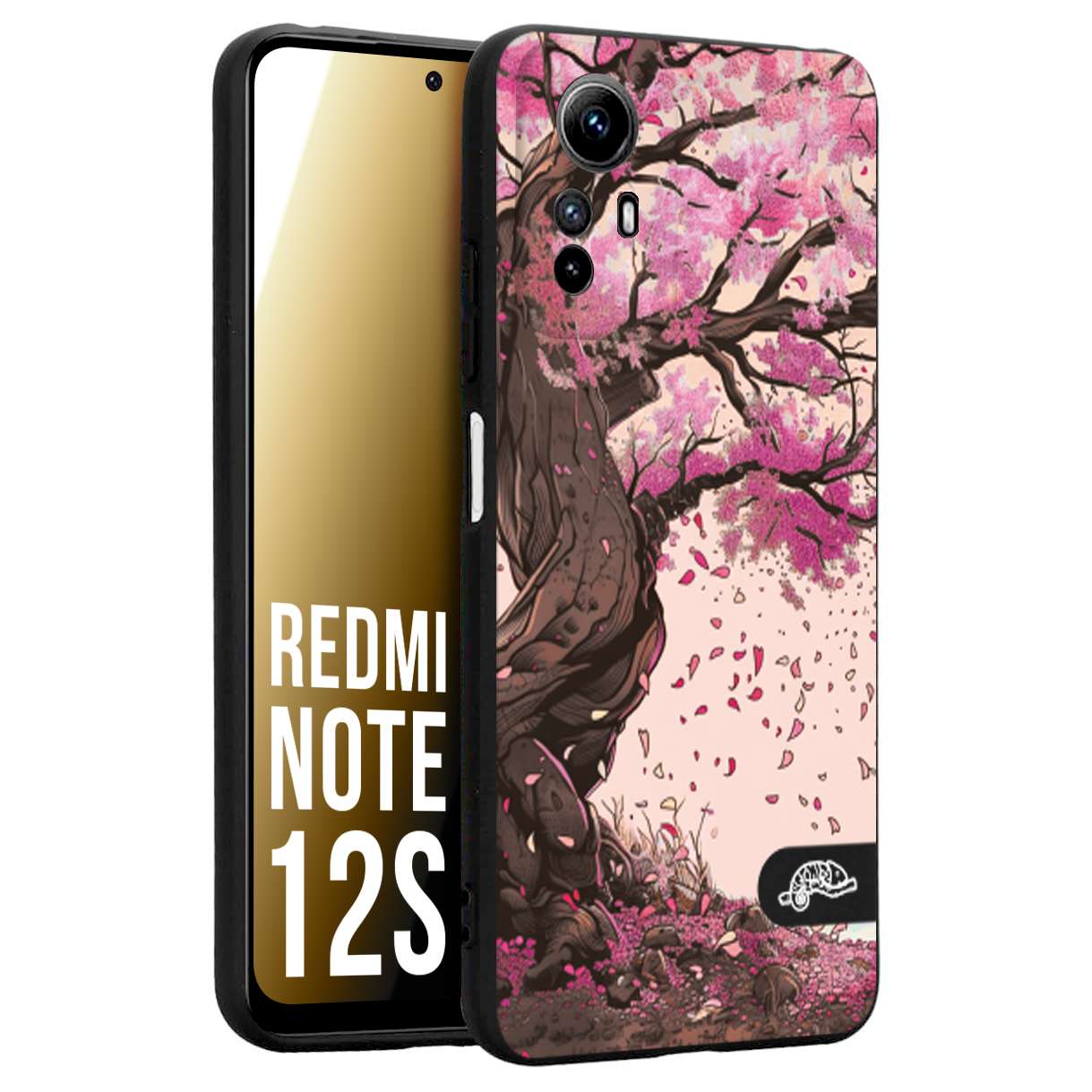 CUSTOMIZZA - Custodia cover nera morbida in tpu compatibile per Xiaomi Redmi Note 12S giapponese colori morbidi fiori di ciliegio rosa disegnata