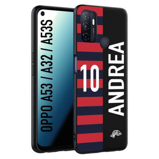 CUSTOMIZZA - Custodia cover nera morbida in tpu compatibile per Oppo A53 - A32 - A53S personalizzata calcio football nome e numero calciatori rossoblu