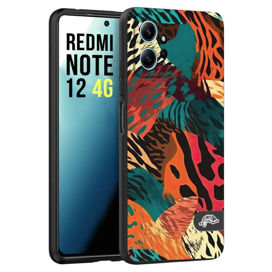 CUSTOMIZZA - Custodia cover nera morbida in tpu compatibile per Xiaomi Redmi Note 12 4G leopardato tigrato tiger colorata summer arancio verde fucsia