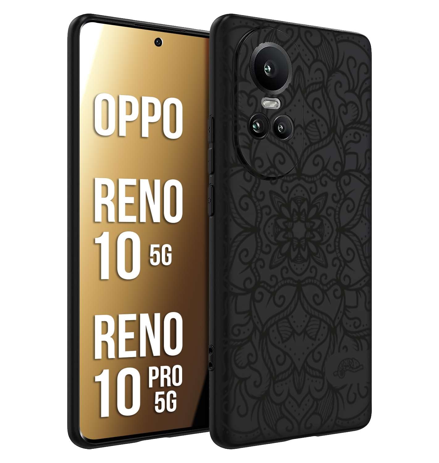 CUSTOMIZZA - Custodia cover nera morbida in tpu compatibile per Oppo Reno 10 5G - 10 PRO 5G mandala nero fiore vedo non vedo donna