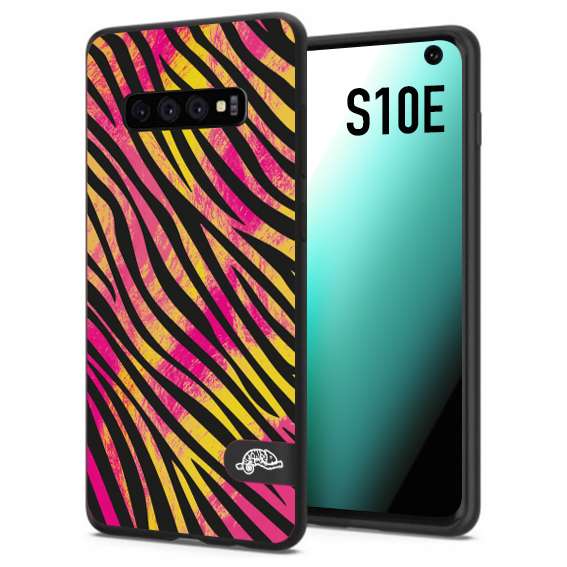 CUSTOMIZZA - Custodia cover nera morbida in tpu compatibile per Samsung S10E zebrata maculata a rilievo soft touch donna fucsia gialla