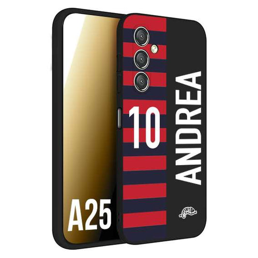 CUSTOMIZZA - Custodia cover nera morbida in tpu compatibile per Samsung A25 personalizzata calcio football nome e numero calciatori rossoblu