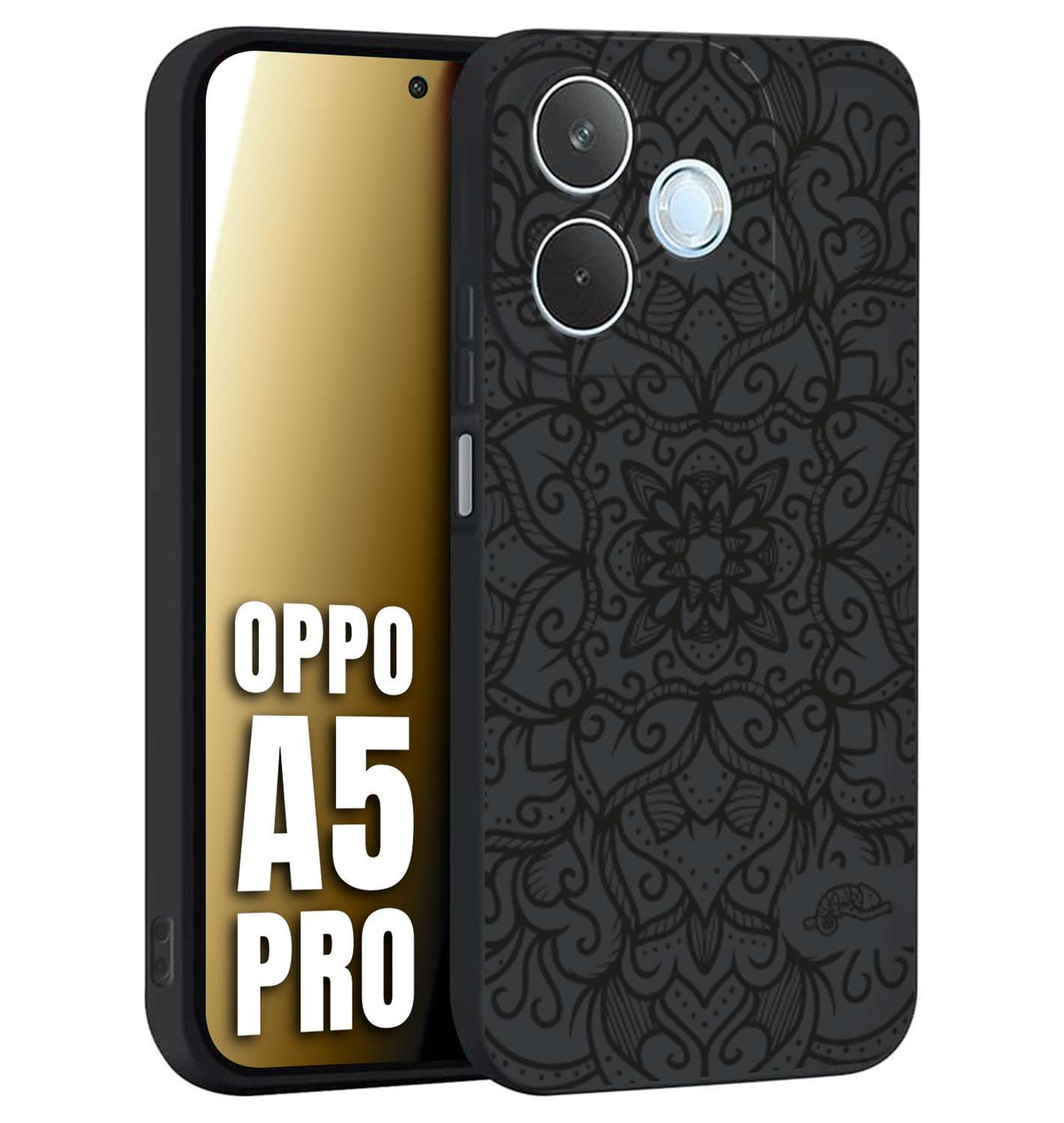 CUSTOMIZZA - Custodia cover nera morbida in tpu compatibile per Oppo A5 PRO mandala nero fiore vedo non vedo donna