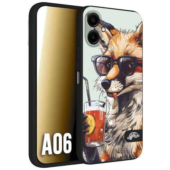 CUSTOMIZZA - Custodia cover nera morbida in tpu compatibile per Samsung A06 estate disegnata cocktails animali simpatici fox volpe negroni