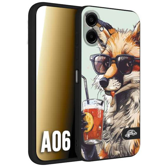 CUSTOMIZZA - Custodia cover nera morbida in tpu compatibile per Samsung A06 estate disegnata cocktails animali simpatici fox volpe negroni