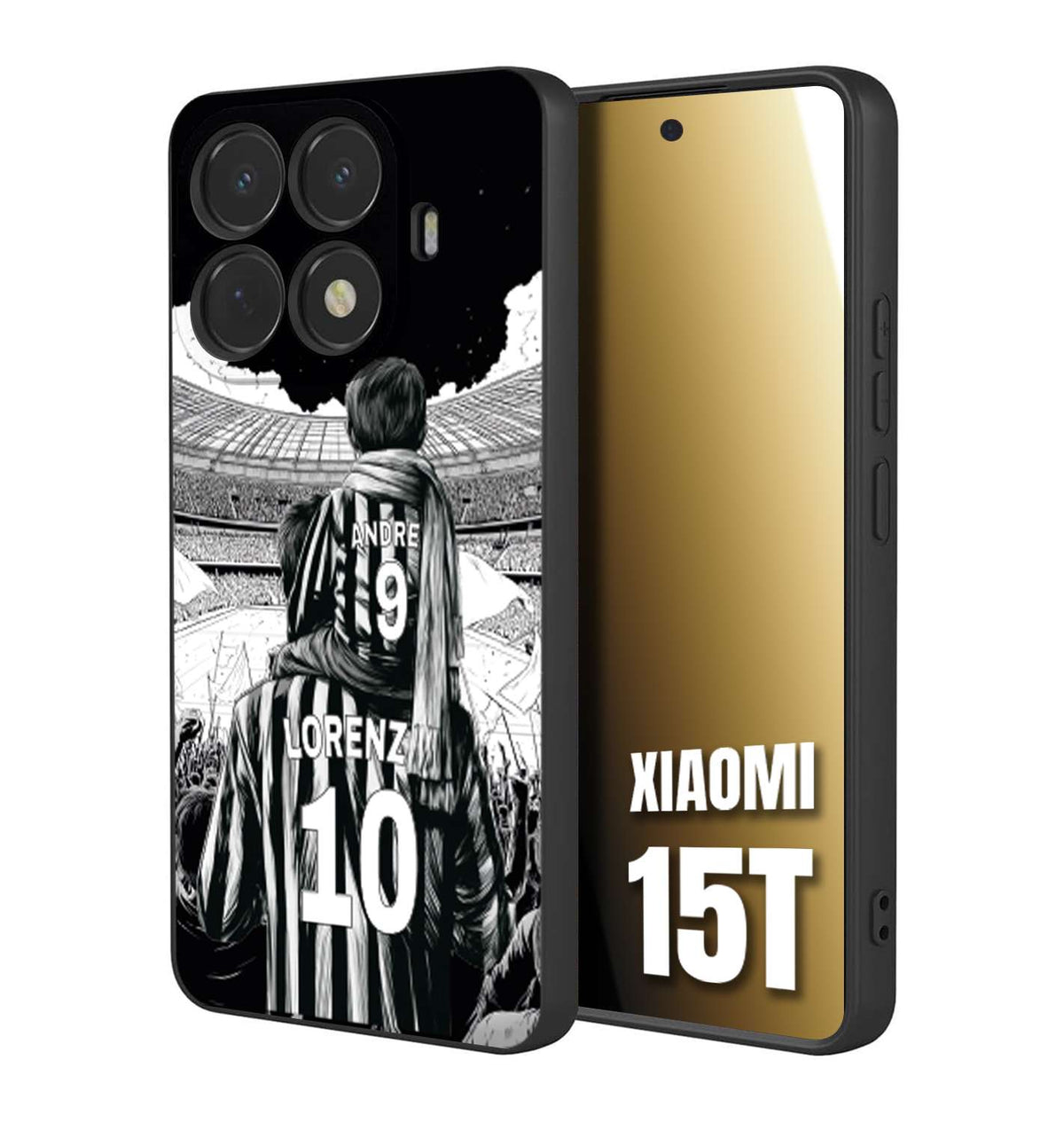 CUSTOMIZZA - Custodia cover nera morbida in tpu compatibile per Xiaomi 15T personalizzata calcio football nome e numero calciatori bianconeri bianca e nera