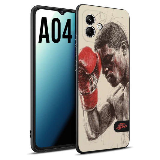 CUSTOMIZZA - Custodia cover nera morbida in tpu compatibile per Samsung A04 pugilato pugili disegno tattoo guantoni boxer pesi massimi