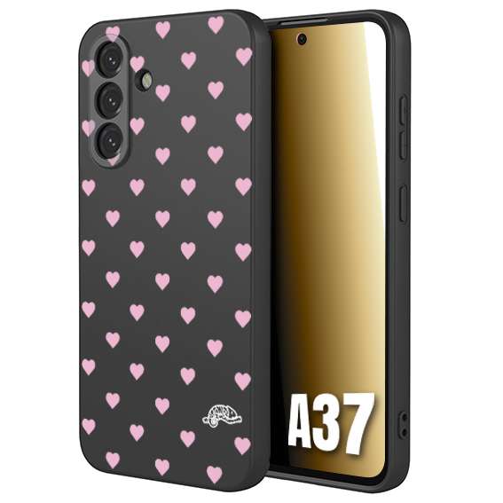 CUSTOMIZZA - Custodia cover nera morbida in tpu compatibile per Samsung A37 cuori pois rosa su nero donna pin up vintage