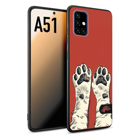 CUSTOMIZZA - Custodia cover nera morbida in tpu compatibile per Samsung A51 zampe di gatto cat paws rossa red disegnata fumetto cartoon