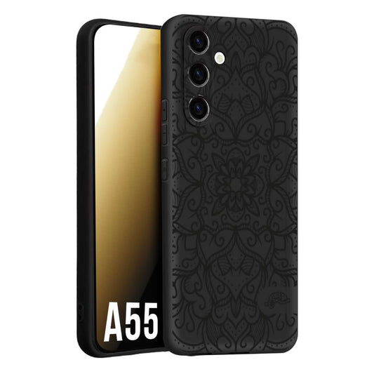 CUSTOMIZZA - Custodia cover nera morbida in tpu compatibile per Samsung A55 5G mandala nero fiore vedo non vedo donna