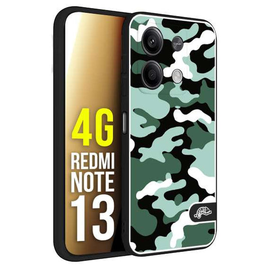 CUSTOMIZZA - Custodia cover nera morbida in tpu compatibile per Xiaomi Redmi Note 13 4G camouflage mimetico militare verde green