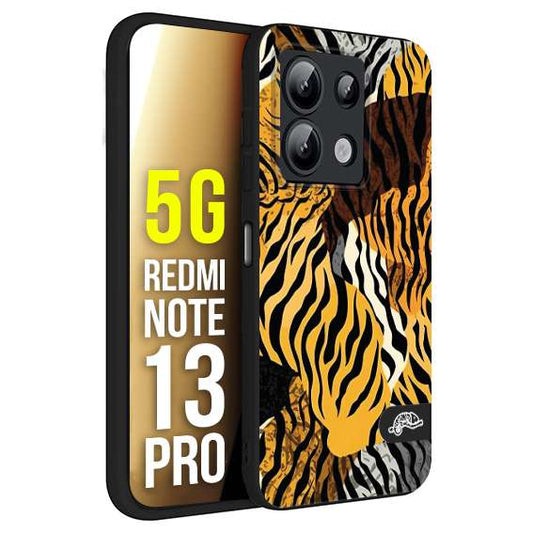 CUSTOMIZZA - Custodia cover nera morbida in tpu compatibile per Xiaomi Redmi Note 13 PRO 5G leopardato tigrato tiger colorata donna fashion estate