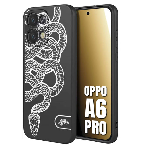 CUSTOMIZZA - Custodia cover nera morbida in tpu compatibile per Oppo A6 PRO serpente snake bianco a rilievo disegnato tattoo tatuaggio