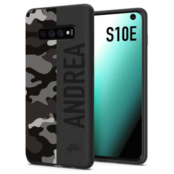 CUSTOMIZZA - Custodia cover nera morbida in tpu compatibile per Samsung S10E camouflage mimetico militare personalizzata nome