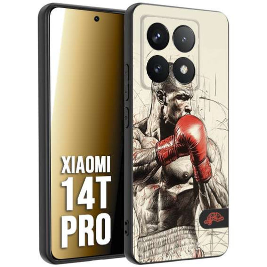 CUSTOMIZZA - Custodia cover nera morbida in tpu compatibile per Xiaomi 14T PRO pugilato pugili disegno tattoo guantoni box sport ring