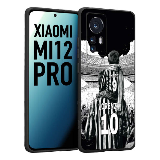 CUSTOMIZZA - Custodia cover nera morbida in tpu compatibile per Xiaomi 12 PRO personalizzata calcio football nome e numero calciatori bianconeri bianca e nera