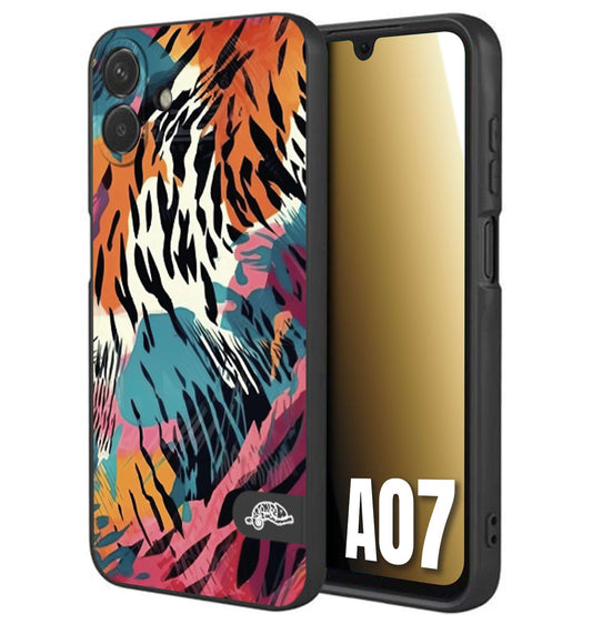 CUSTOMIZZA - Custodia cover nera morbida in tpu compatibile per Samsung A07 leopardato maculato tigrato tiger colorata summer color