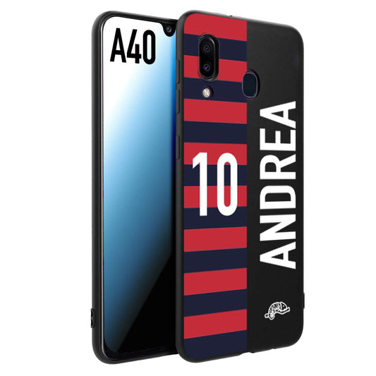 CUSTOMIZZA - Custodia cover nera morbida in tpu compatibile per Samsung A40 personalizzata calcio football nome e numero calciatori rossoblu