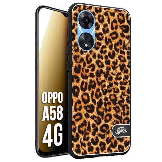 CUSTOMIZZA - Custodia cover nera morbida in tpu compatibile per Oppo A58 4G leopardato maculato donna marrone leopard brown