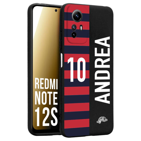 CUSTOMIZZA - Custodia cover nera morbida in tpu compatibile per Xiaomi Redmi Note 12S personalizzata calcio football nome e numero calciatori rossoblu