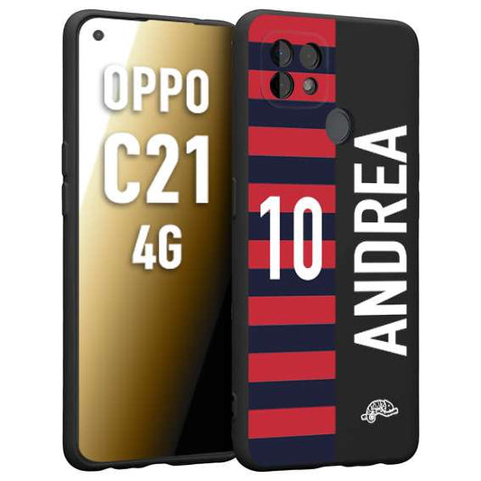 CUSTOMIZZA - Custodia cover nera morbida in tpu compatibile per Oppo Realme C21 4G personalizzata calcio football nome e numero calciatori rossoblu