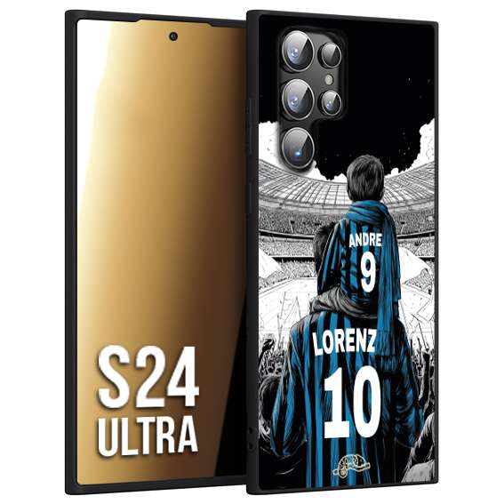 CUSTOMIZZA - Custodia cover nera morbida in tpu compatibile per Samsung S24 ULTRA personalizzata calcio football padre e figlio calciatori nerazzurra