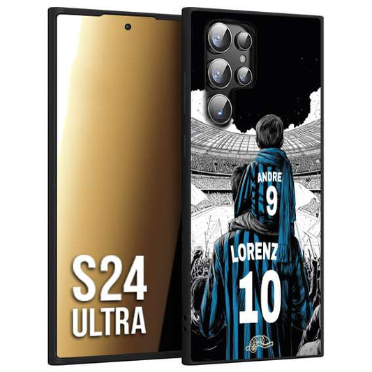 CUSTOMIZZA - Custodia cover nera morbida in tpu compatibile per Samsung S24 ULTRA personalizzata calcio football padre e figlio calciatori nerazzurra